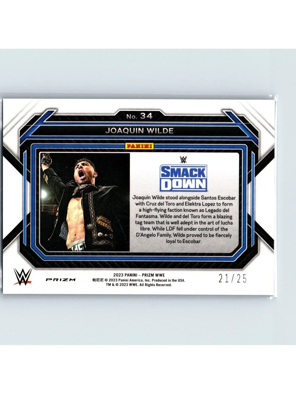 2023 Panini Prizm WWE Joaquin Wilde #34 Blue Under Card Prizm #/25